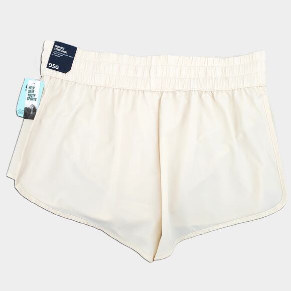 DSG Womens Size 2XL High Rise Waistband Stride Shorts Light Sand Brief Lined New - Picture 2 of 7